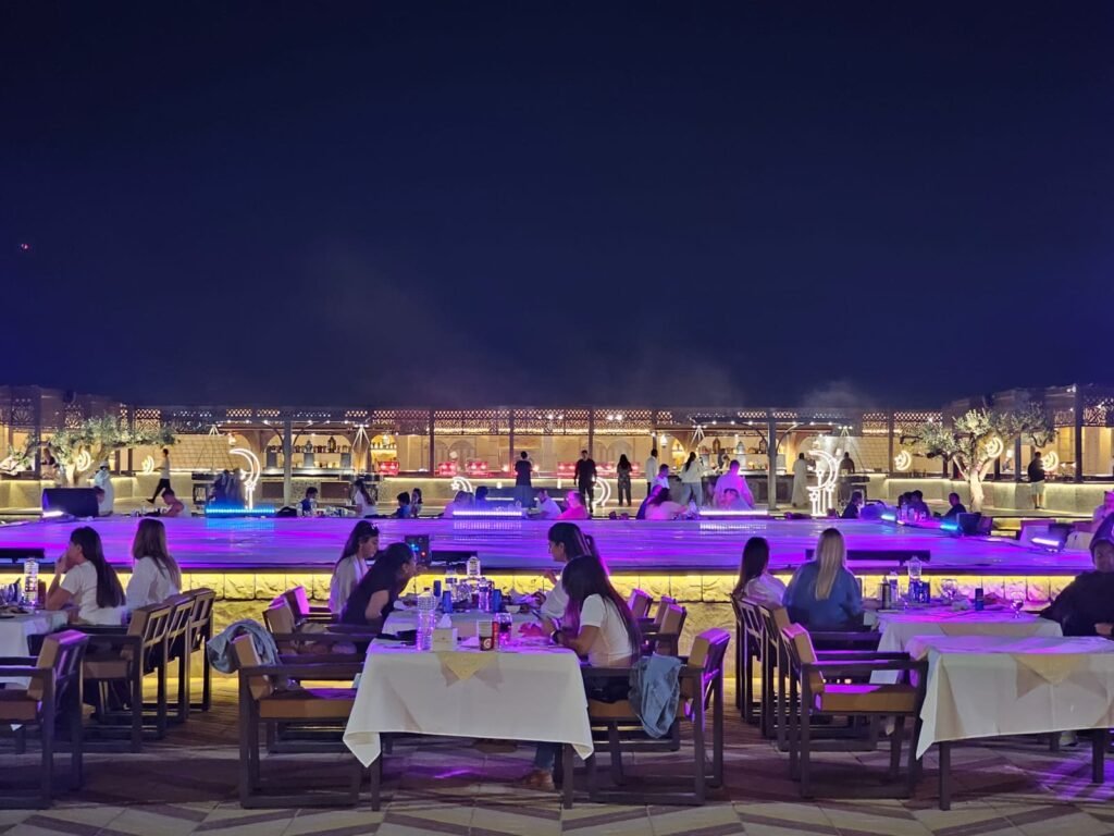 Live show at the desert camp at night